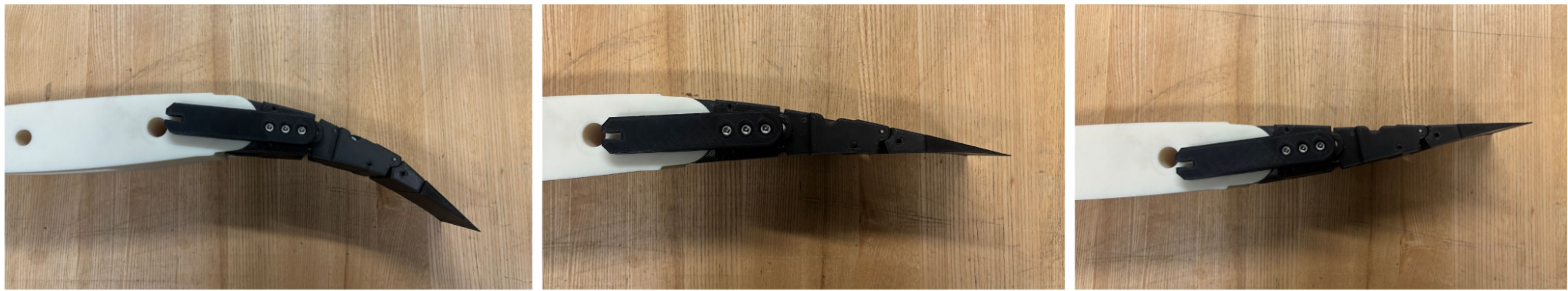 Trailing edge prototype in three actuation states