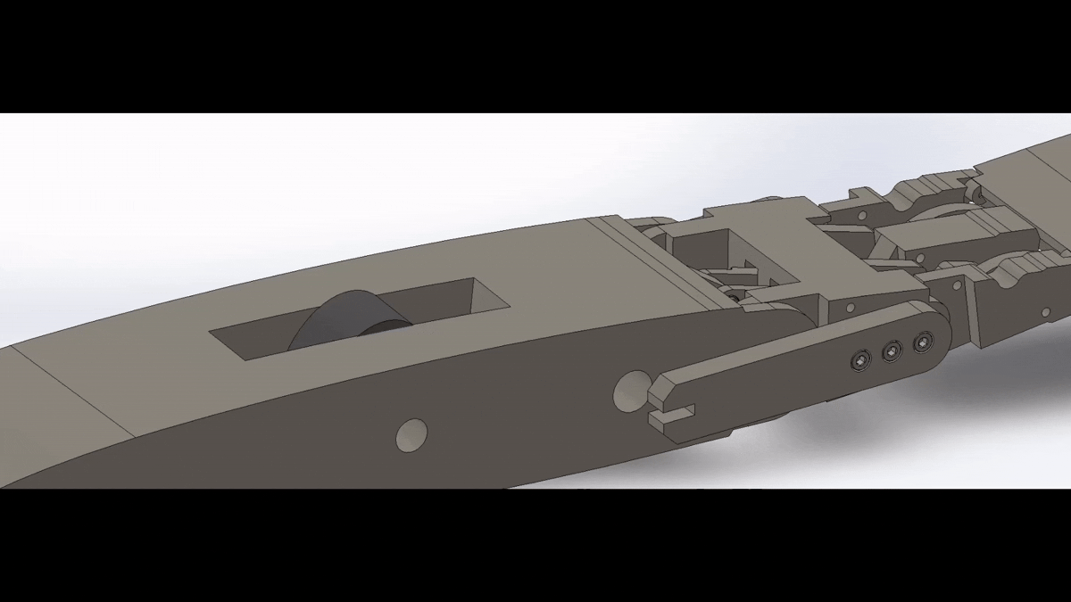 Width-expansion mechanism animating in SolidWorks